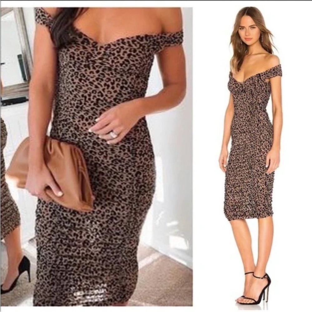 MAJORELLE Tabitha Midi Dress in Tan Leopard S - Picture 9 of 17